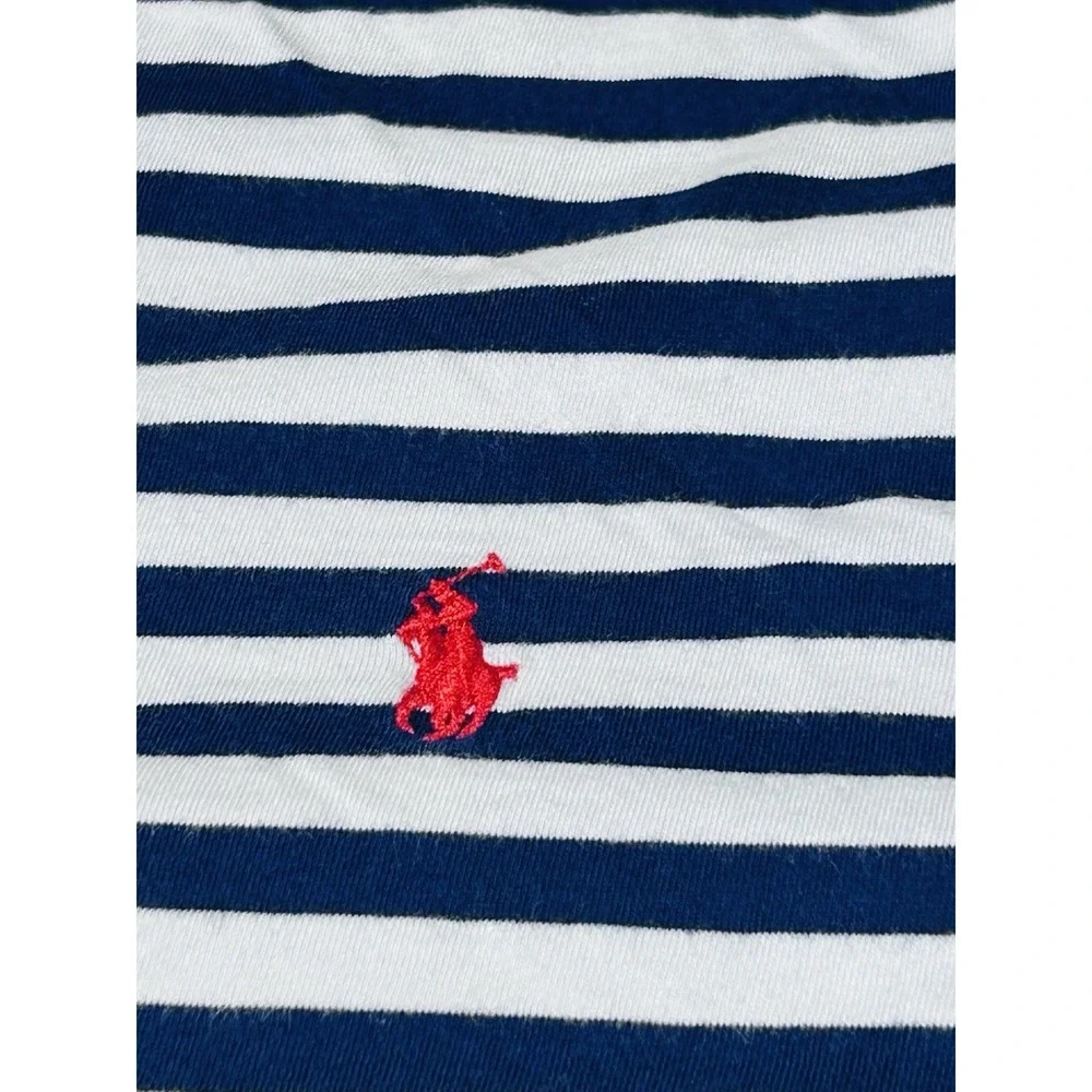 Polo Ralph Lauren Classic Fit XL/TG Short Sleeve 100% Cotton Baby Blue And Navy
